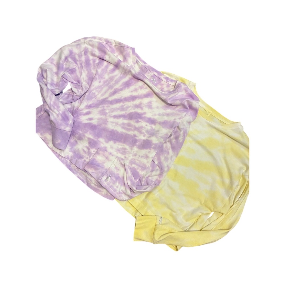DSG Tie Dye Long Sleeve Shirts Lot of 2 Purple Yellow Size Large 14 Crewn